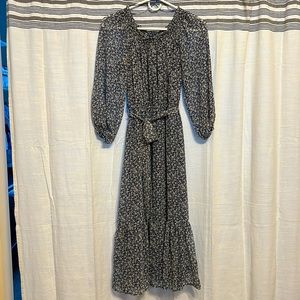 Lauren Conrad Blue Floral Chiffon Dress